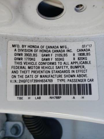 Photo 10 from auction – 2017 HONDA CIVIC EX with VIN 2HGFC1F39HH654769