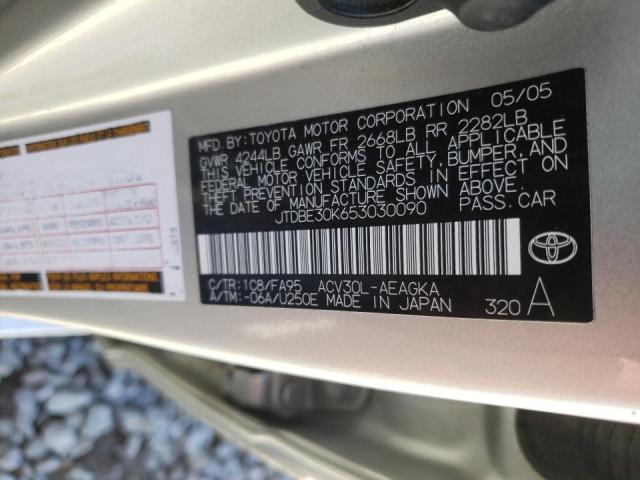 Photo 10 from auction – 2005 TOYOTA CAMRY LE with VIN JTDBE30K653030090