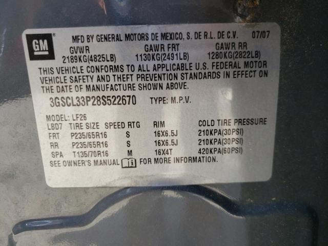 Photo 10 from auction – 2008 SATURN VUE XE with VIN 3GSCL33P28S522670
