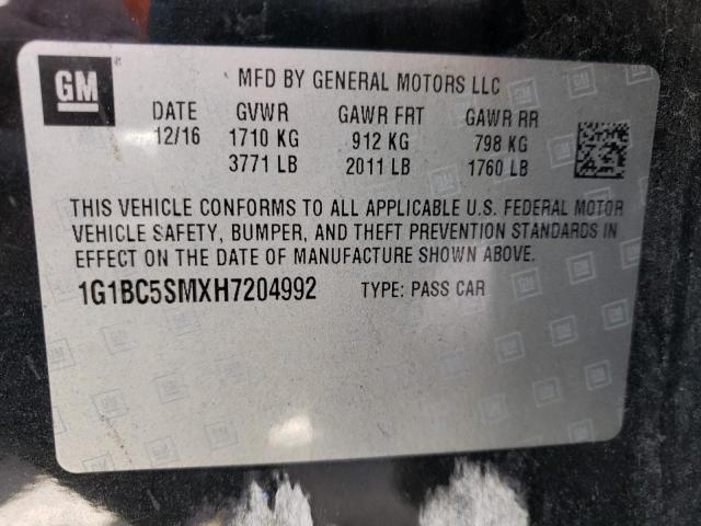 Photo 10 from auction – 2017 CHEVROLET CRUZE LS with VIN 1G1BC5SMXH7204992