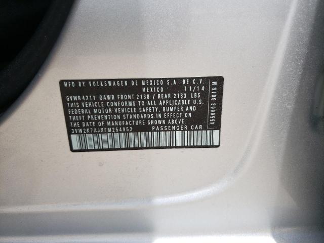 Photo 10 from auction – 2015 VOLKSWAGEN JETTA BASE with VIN 3VW2K7AJXFM254952