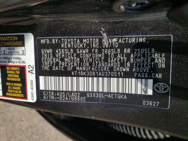Photo 10 from auction – 2010 TOYOTA AVALON XL with VIN 4T1BK3DB1AU370511