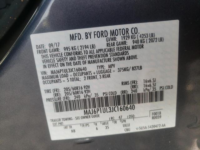 Photo 10 from auction – 2018 FORD ECOSPORT S with VIN MAJ6P1UL3JC160640