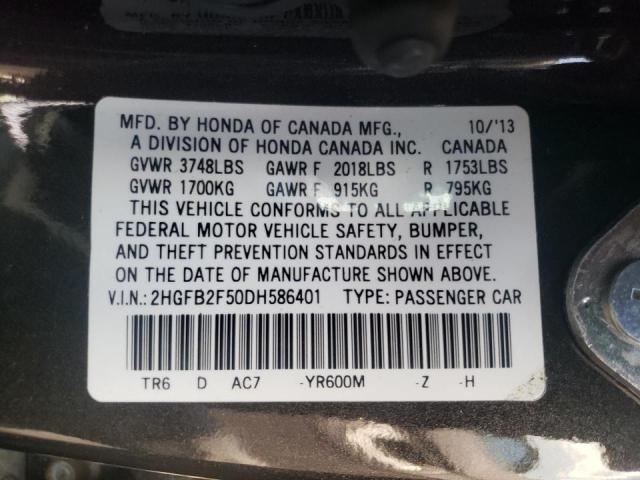 Photo 10 from auction – 2013 HONDA CIVIC LX with VIN 2HGFB2F50DH586401