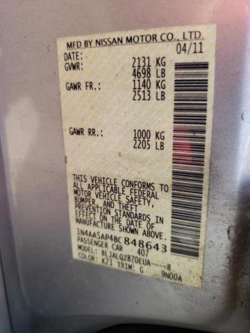 Photo 10 from auction – 2011 NISSAN MAXIMA S with VIN 1N4AA5AP4BC848643