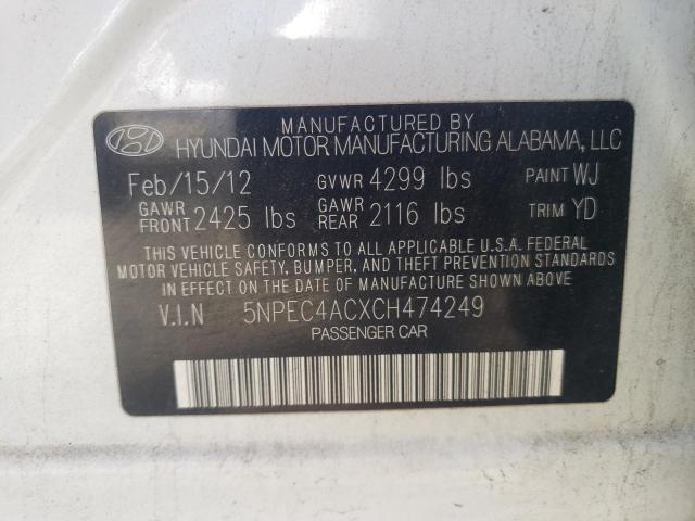 Photo 10 from auction – 2012 HYUNDAI SONATA SE with VIN 5NPEC4ACXCH474249