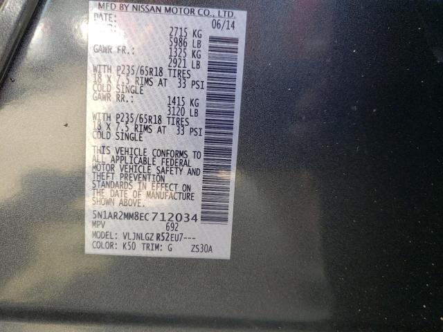 Photo 10 from auction – 2014 NISSAN PATHFINDER with VIN 5N1AR2MM8EC712034