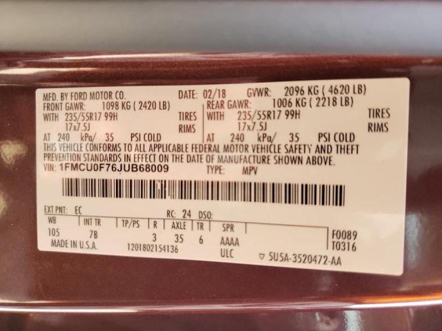 Photo 10 from auction – 2018 FORD ESCAPE S with VIN 1FMCU0F76JUB68009