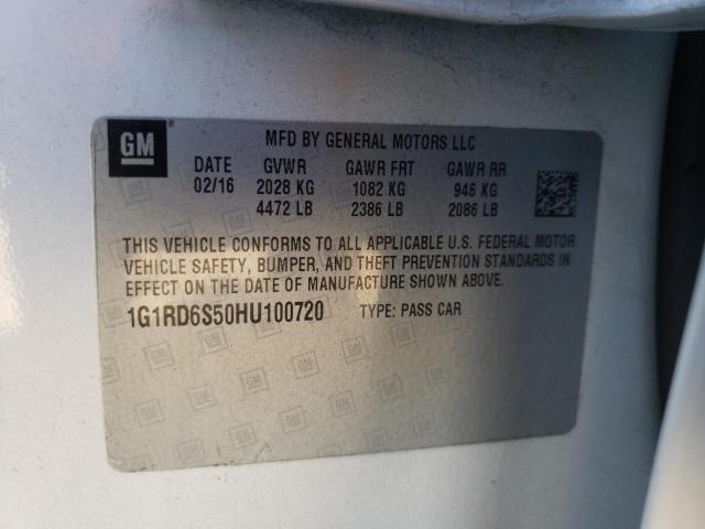 Photo 10 from auction – 2017 CHEVROLET VOLT PREMI with VIN 1G1RD6S50HU100720