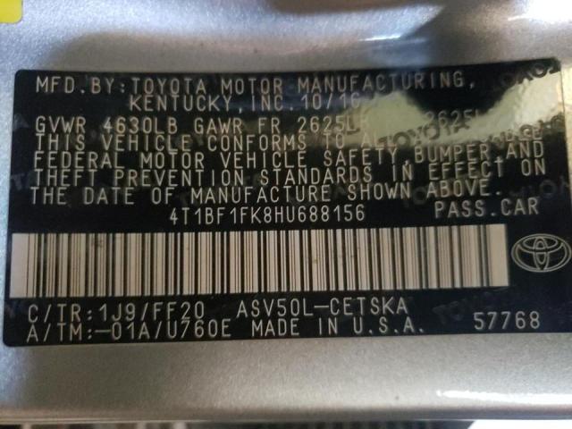 Photo 10 from auction – 2017 TOYOTA CAMRY LE with VIN 4T1BF1FK8HU688156