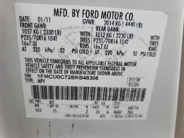 Photo 10 from auction – 2011 FORD ESCAPE XLS with VIN 1FMCU0C72BKB48308