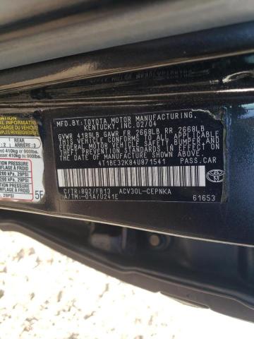 Photo 10 from auction – 2004 TOYOTA CAMRY LE with VIN 4T1BE32K84U871541