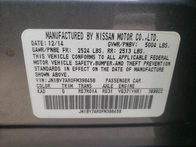 Photo 10 from auction – 2015 INFINITI Q50 BASE with VIN JN1BV7AR0FM398458