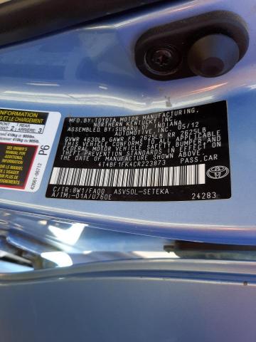Photo 10 from auction – 2012 TOYOTA CAMRY BASE with VIN 4T4BF1FK4CR223873