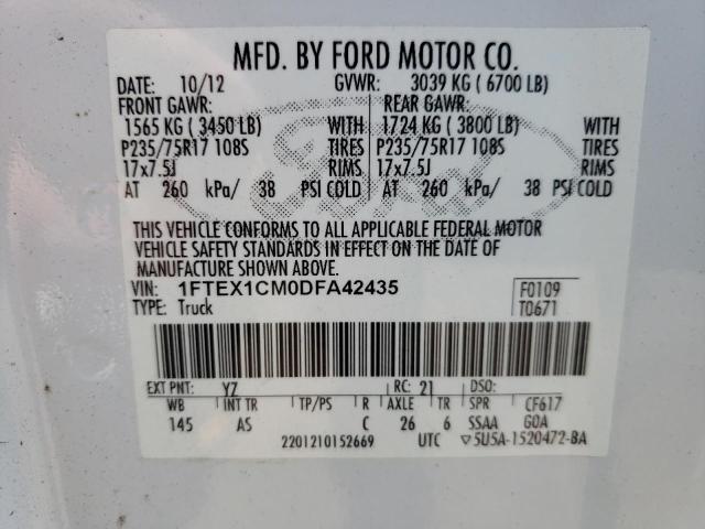 Photo 10 from auction – 2013 FORD F150 SUPER with VIN 1FTEX1CM0DFA42435