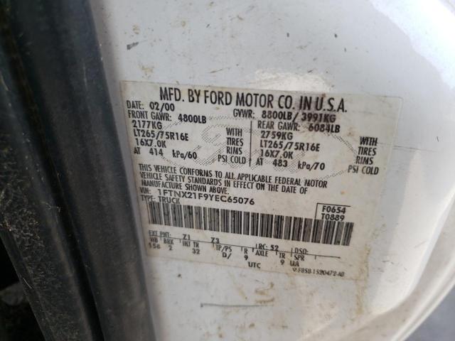 Photo 10 from auction – 2000 FORD F250 SUPER with VIN 1FTNX21F9YEC65076