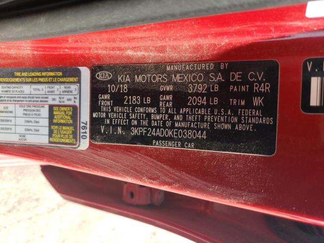 Photo 10 from auction – 2019 KIA FORTE FE with VIN 3KPF24AD0KE038044