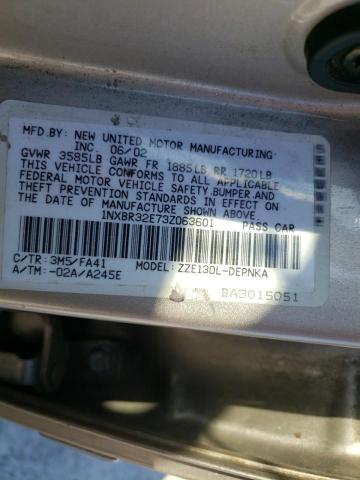 Zdjęcie 10 z aukcji – 2003 TOYOTA COROLLA z VIN 1NXBR32E73Z063601