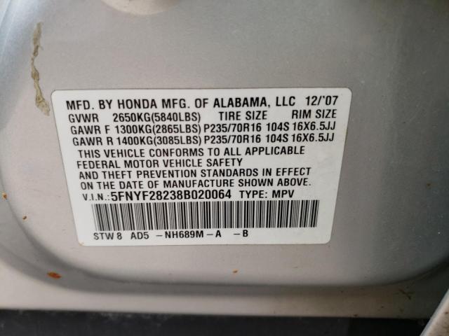 Photo 10 from auction – 2008 HONDA PILOT VP with VIN 5FNYF28238B020064