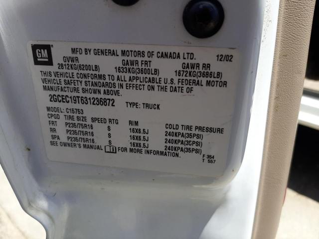Photo 10 from auction – 2003 CHEVROLET SILVERADO with VIN 2GCEC19T631236872