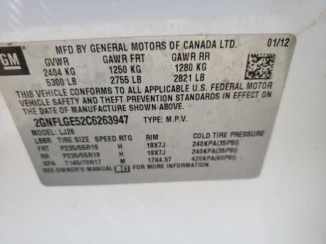Photo 10 from auction – 2012 CHEVROLET EQUINOX LT with VIN 2GNFLGE52C6263947