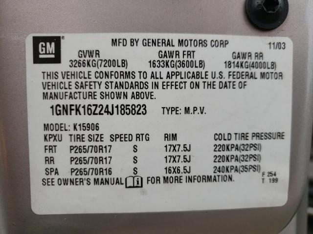 Photo 10 from auction – 2004 CHEVROLET SUBURBAN with VIN 1GNFK16Z24J185823
