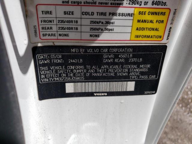 Photo 10 from auction – 2008 VOLVO C70 T5 with VIN YV1MC67258J058625