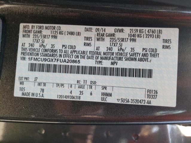 Photo 10 from auction – 2015 FORD ESCAPE SE with VIN 1FMCU9GX7FUA20865