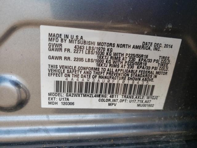 Photo 10 from auction – 2015 MITSUBISHI OUTLANDER with VIN 4A4AR3AU0FE018435