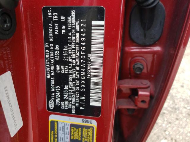 Photo 10 from auction – 2015 KIA OPTIMA LX with VIN 5XXGM4A70FG494521