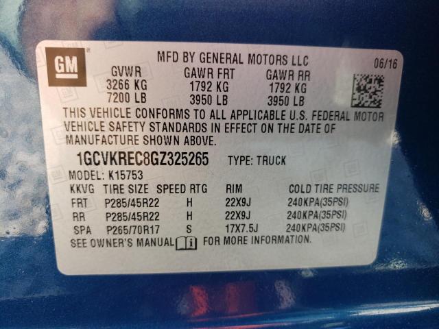 Photo 10 from auction – 2016 CHEVROLET SILVERADO with VIN 1GCVKREC8GZ325265