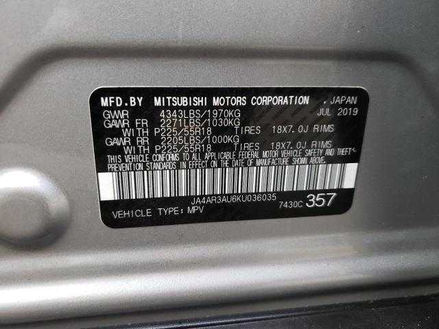 Photo 10 from auction – 2019 MITSUBISHI OUTLANDER with VIN JA4AR3AU6KU036035