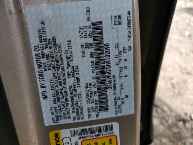 Photo 10 from auction – 2017 FORD FUSION SE with VIN 3FA6P0H78HR102090