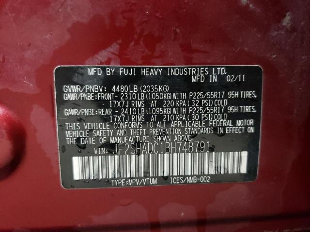 Photo 10 from auction – 2011 SUBARU FORESTER 2 with VIN JF2SHADC1BH748791