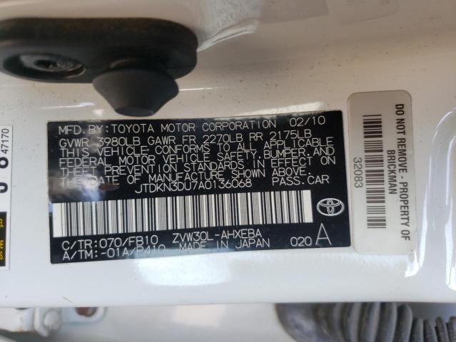 Photo 10 from auction – 2010 TOYOTA PRIUS with VIN JTDKN3DU7A0136068