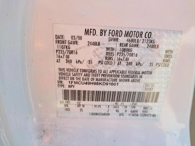 Photo 10 from auction – 2008 FORD ESCAPE HEV with VIN 1FMCU49H98KD91601