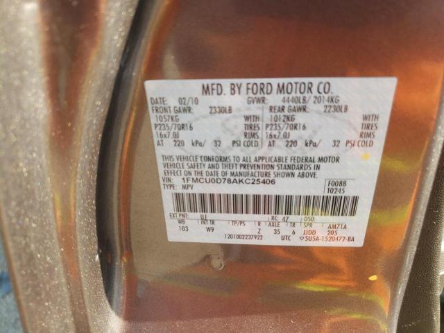 Photo 10 from auction – 2010 FORD ESCAPE XLT with VIN 1FMCU0D78AKC25406