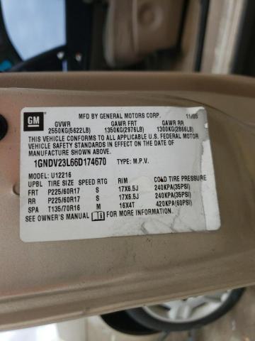 Photo 10 from auction – 2006 CHEVROLET UPLANDER L with VIN 1GNDV23L66D174670