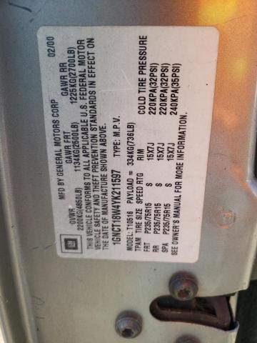 Photo 10 from auction – 2000 CHEVROLET BLAZER with VIN 1GNCT18W4YK211597