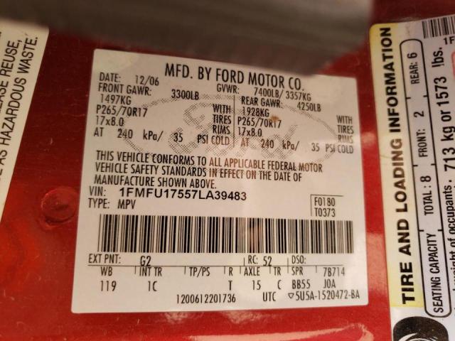 Photo 10 from auction – 2007 FORD EXPEDITION with VIN 1FMFU17557LA39483