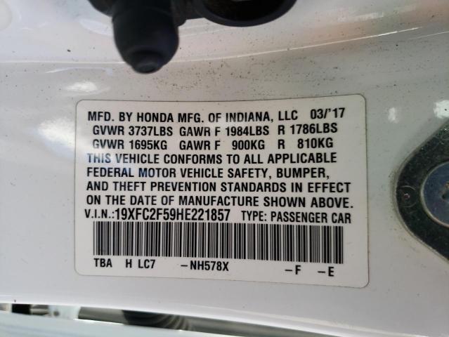 Photo 10 from auction – 2017 HONDA CIVIC LX with VIN 19XFC2F59HE221857