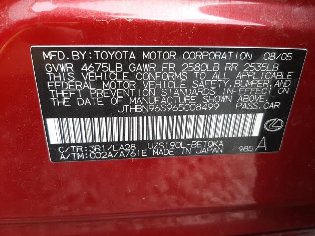 Photo 10 from auction – 2006 LEXUS GS 430 with VIN JTHBN96S965008499