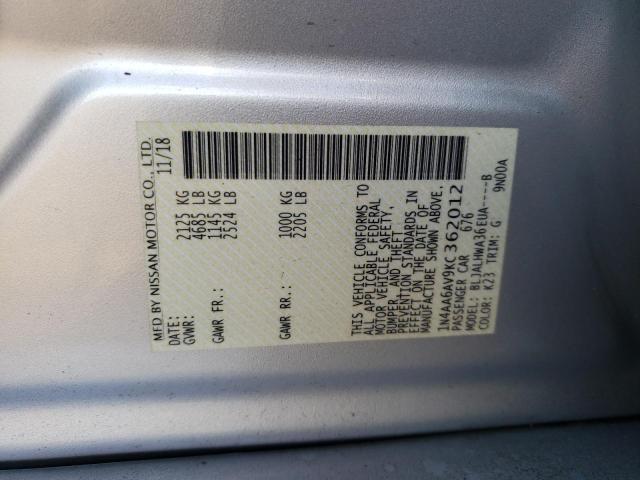 Photo 10 from auction – 2019 NISSAN MAXIMA S with VIN 1N4AA6AV9KC362012