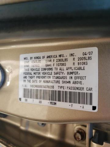 Photo 10 from auction – 2007 HONDA ACCORD EX with VIN 1HGCM66897A079255