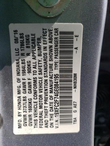 Photo 10 from auction – 2016 HONDA CIVIC EX with VIN 19XFC2F74GE084195