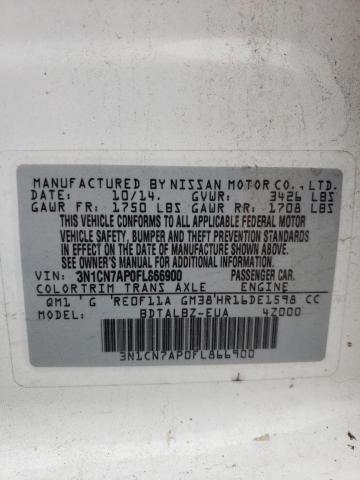 Photo 10 from auction – 2015 NISSAN VERSA S with VIN 3N1CN7AP0FL866900