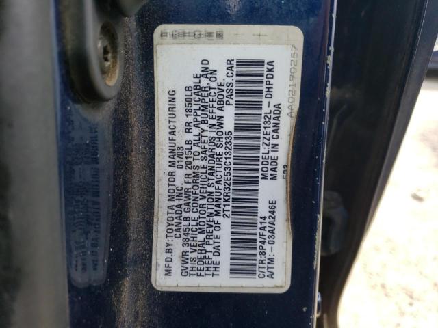 Photo 10 from auction – 2003 TOYOTA COROLLA MA with VIN 2T1KR32E53C132335