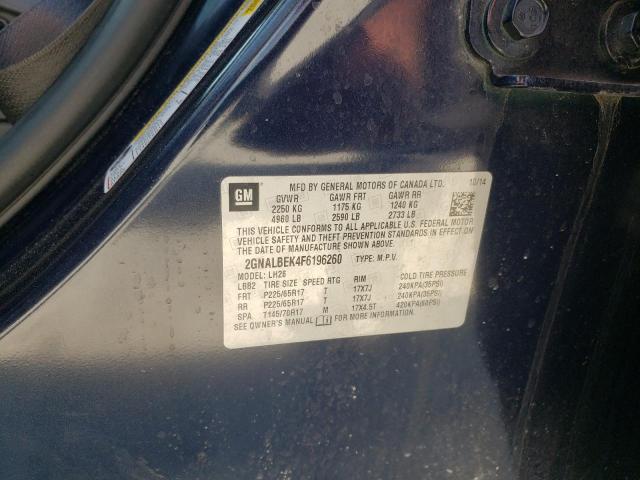 Photo 10 from auction – 2015 CHEVROLET EQUINOX LT with VIN 2GNALBEK4F6196260