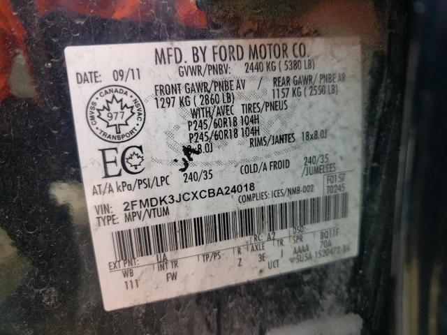 Photo 10 from auction – 2012 FORD EDGE SEL with VIN 2FMDK3JCXCBA24018