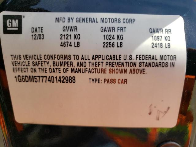 Photo 10 from auction – 2004 CADILLAC CTS with VIN 1G6DM577740142988